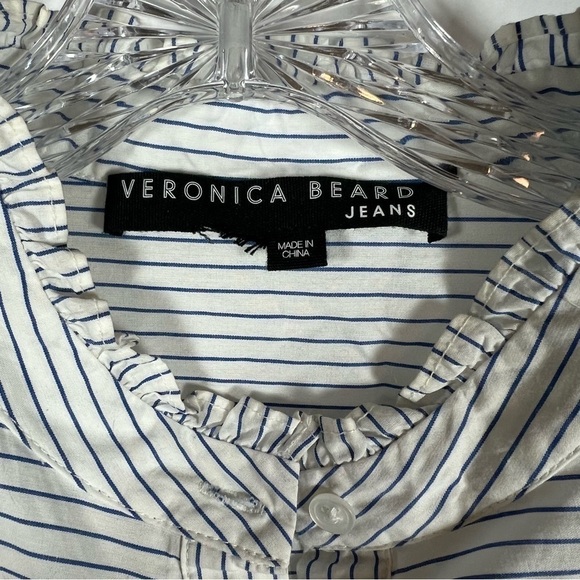 Veronica Beard women’s sonet striped shirt size M
Ruffle white blue - Picture 6 of 8